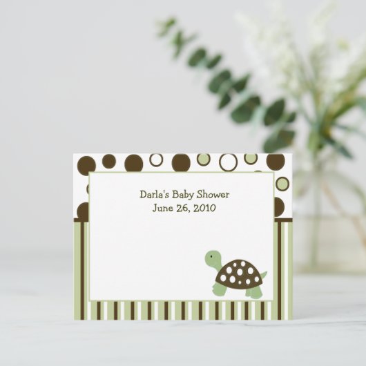 Green Mod Dot Turtle Baby shower Advice Kaarten (Staand voorkant)