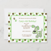 GREEN MOD PUPPY Boy or Girl Birthday Invitations Kaart (Voorkant)