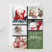 Green Modern 5 Photo Collage Kerstmis Feestdagenkaart (Voorkant)