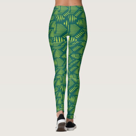 Green Modern Abstract Sports Pattern Leggings (Achterkant)