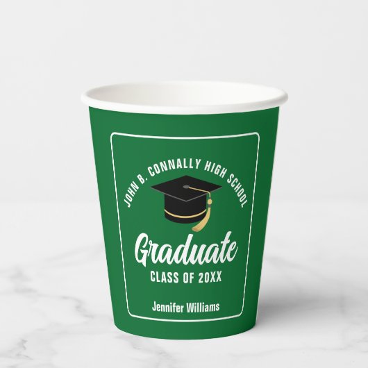 Green Modern Afstuderen Custom 2025 Graduation Par Papieren Bekers (Achterkant)