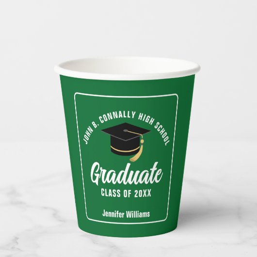 Green Modern Afstuderen Custom 2025 Graduation Par Papieren Bekers (Voorkant)