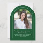 Green Modern Arch 2 Foto Afstuderen Aankondiging (Achterkant)
