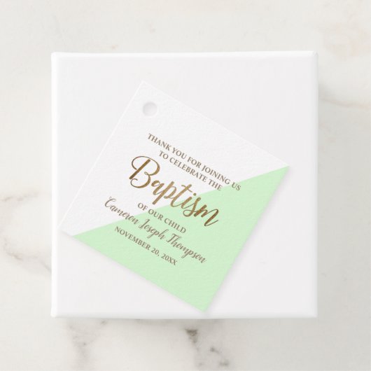 Green modern Baby baptisme naam bedankt Bedankjes Labels (In situ)