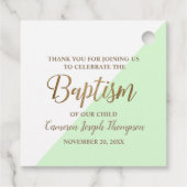 Green modern Baby baptisme naam bedankt Bedankjes Labels (Achterkant)