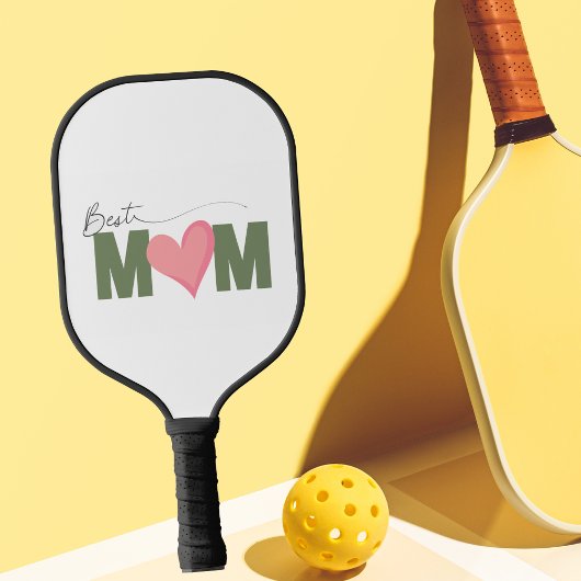 Green Modern Best Mom Pink Heart Moederdag Pickleball Paddle