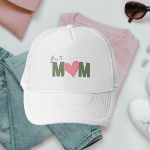 Green Modern Best Mom Pink Heart Moederdag Trucker Pet