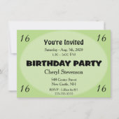 Green Modern Birthday Invitation Kaart (Voorkant)