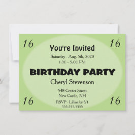 Green Modern Birthday Invitation Kaart