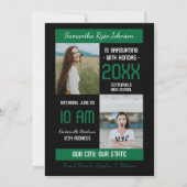 Green Modern Block 3-Photo Afstuderen Kaart (Achterkant)