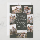 Green Modern Boho 8 Fotocollage Kerstmis Feestdagenkaart (Voorkant)