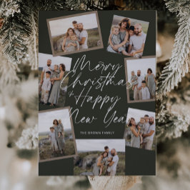 Green Modern Boho 8 Fotocollage Kerstmis Feestdagenkaart