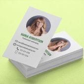 Green Modern Business Photo QR Code Visitekaartje