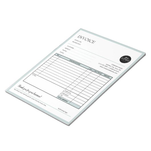 Green Modern Business Quotation Invoice Forms Notitieblok (Schuin)