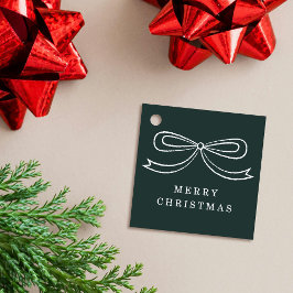 Green Modern Christmas Bow Holiday Gift Tag Bedankjes Labels