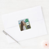 Green Modern Circles Foto Afstuderen Vierkante Sticker (Envelop)