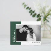 Green Modern Color Block Foto Merry kerst Feestdagenkaart (Staand voorkant)