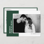 Green Modern Color Block Foto Merry kerst Feestdagenkaart (Voorkant / Achterkant)