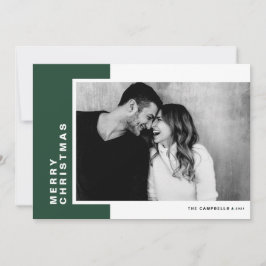 Green Modern Color Block Merry Kerstfoto Feestdagenkaart