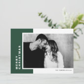 Green Modern Color Block Merry Kerstfoto Feestdagenkaart (Staand voorkant)