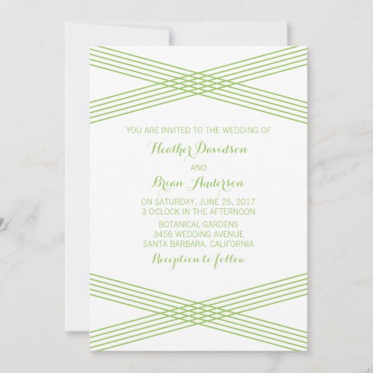 Green Modern Deco Wedding Invite Kaart (Voorkant)