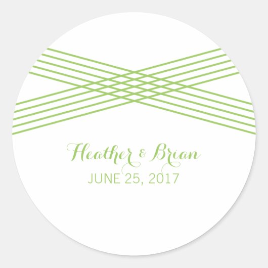 Green Modern Deco Wedding Stickers (Voorkant)