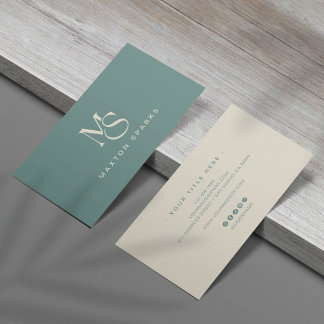 Green Modern Elegant Minimalist Business Card Visitekaartje