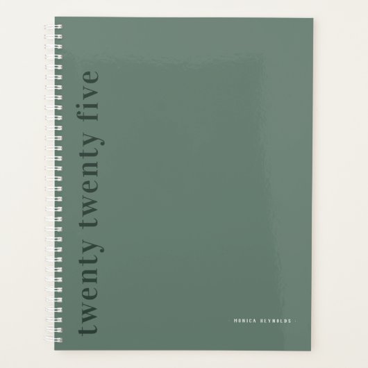 Green | Modern Elegant Minimalistisch Monogram Planner (Voorkant)