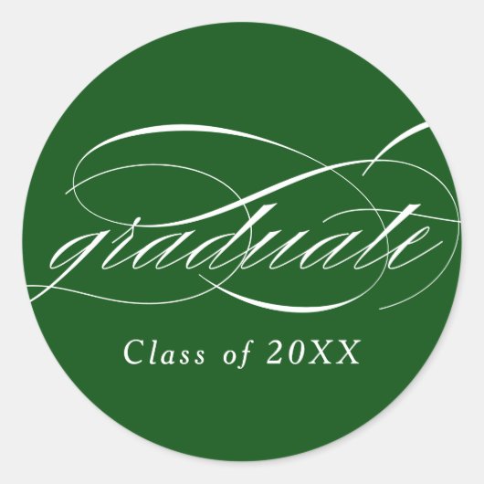 Green Modern Elegant Script Afstuderen Ronde Sticker (Voorkant)