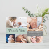 Green Modern Foto's Baby shower Dank u Bedankkaart (Staand voorkant)