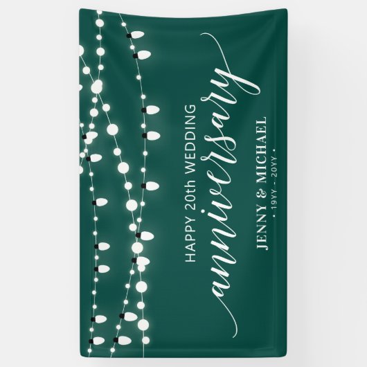 Green Modern Happy 20th Wedding Jubileum Banner (Verticaal)