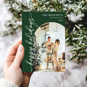 Green Modern Happy Holidays Arch Photo Feestdagenkaart