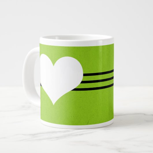 Green Modern Heart Jumbo Mok (Links)
