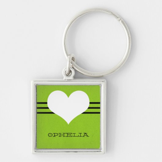 Green Modern Heart Premium Sleutelhanger (Voorkant)