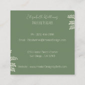 Green Modern Home Stager Contact Kaarten Vierkante Visitekaartje (Achterkant)