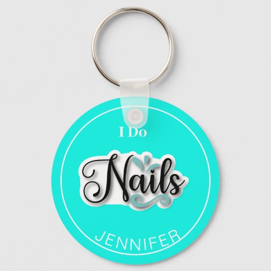 Green Modern I Do Nails Nail Technicia Sleutelhang Sleutelhanger (Voorkant)