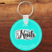 Green Modern I Do Nails Nail Technicia Sleutelhang Sleutelhanger (Voorkant)