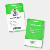 Green Modern ID Identification Card Photo Badge (Voor- en achterkant)