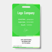 Green Modern ID Identification Card Photo Badge (Achterkant)