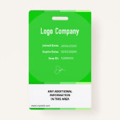 Green Modern ID Identification Card Photo Badge (Achterkant)
