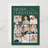 Green Modern Kerstmis 9 Photo Collage Feestdagenkaart (Voorkant)