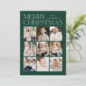 Green Modern Kerstmis 9 Photo Collage Feestdagenkaart (Staand voorkant)