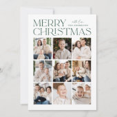 Green Modern Kerstmis 9 Photo Collage Feestdagenkaart (Voorkant)