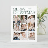 Green Modern Kerstmis 9 Photo Collage Feestdagenkaart (Staand voorkant)