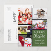 Green Modern Merry kerstfoto Collage Feestdagenkaart (Voorkant / Achterkant)