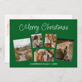 Green Modern Merry kerstfoto Collage Feestdagenkaart (Voorkant / Achterkant)