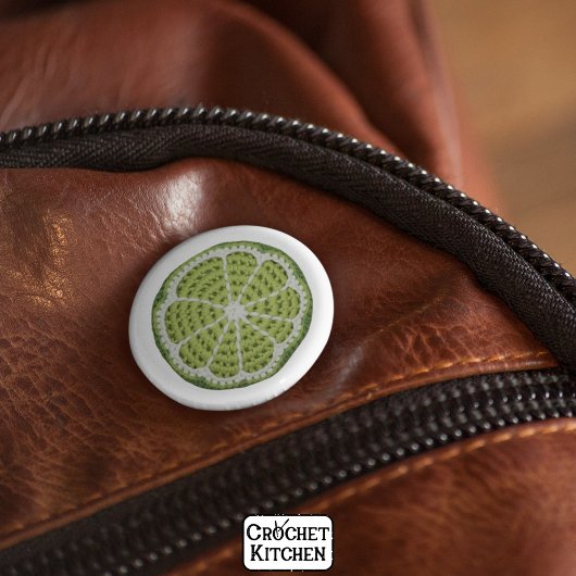 Green Modern Minimal Fresh Crochet Limoen Slice Ronde Button 5,7 Cm