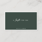 Green | Modern minimalistisch cadeaubon Visitekaartje (Voorkant)