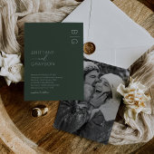 Green Modern Monogram Foto Weddenschap Kaart