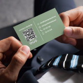 Green Modern Photo QR Code Custom Visitekaartje